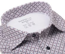 Koszula Marvelis Modern Fit Jersey – elastyczna z ciemnym czerwono-niebieskim wzorem mozaikowym