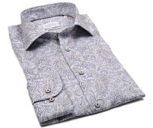 Koszula Eterna Slim Fit Twill - z niebiesko-beżowym wzorem paisley