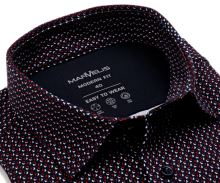 Koszula Marvelis Modern Fit Jersey – elastyczna granatowa z czerwono-białym wzorem - krótki rękaw