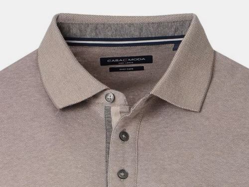 Koszulka polo Casa Moda z kołnierzykiem i długim rękawem - beżowa