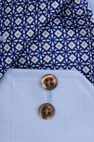 Koszula Eterna Comfort Fit Chambray – jasnoniebieska z stójką wewnętrzną – extra długi rękaw