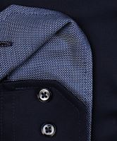 Koszula Venti Body Fit Twill – ciemnoniebieska z niebiesko-białą wewnętrzną stójką