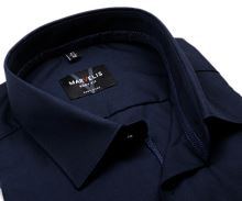 Marvelis Body Fit – ciemnoniebieska koszula z granatową wewnętrzną stójką i plisą