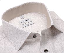 Koszula Olymp Level Five – koszula w beżowe kropelki, z wewnętrzną plisą i mankietem - extra długi rękaw