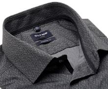 Koszula Olymp Luxor Modern Fit – szara z czarnym wzorem i wewnętrznym mankietem - extra długi rękaw