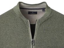 Bawełniany sweter rozpinany na zamek Casa Moda - zielony z kieszeniami