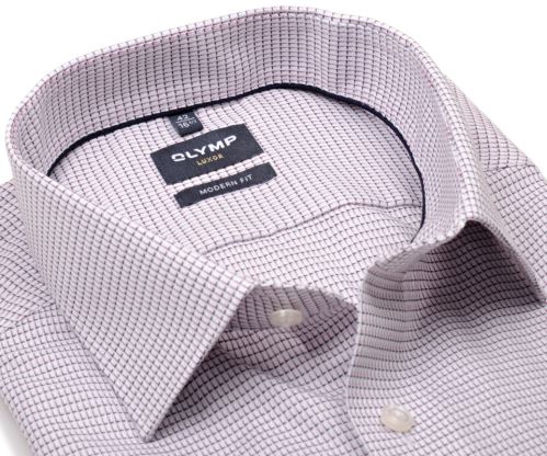 Koszula Olymp Modern Fit – z wyszytym wzorem mauve - krótki rękaw
