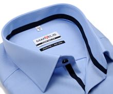 Luksusowa koszula Marvelis Comfort Fit Twill – jasnoniebieska z ciemnoniebieską wewnętrzną stójką i plisą