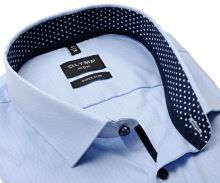 Koszula Olymp Super Slim – jasnoniebieska z wyszytym wzorem i wewnętrzną stójką - extra długi rękaw