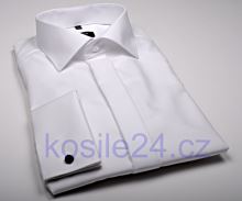 Koszula Eterna Comfort Fit Uni Popeline - biała, galowa z podwójnymi mankietami i ukrytym zapinaniem