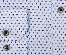 Koszula Olymp Super Slim – jasnoniebieska w niebiesko-beżowe kwadraciki