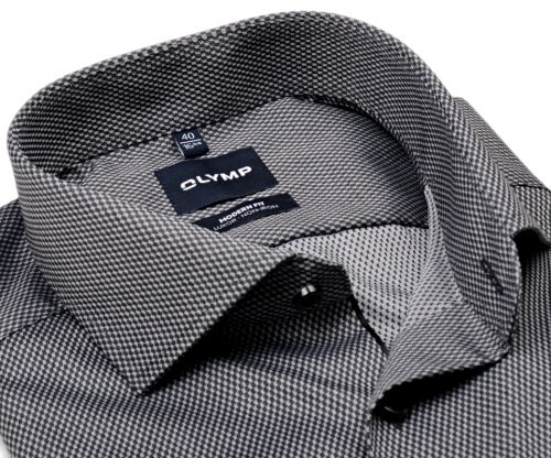 Koszula Olymp Modern Fit – szara w szachownicę - ekstra długi rękaw