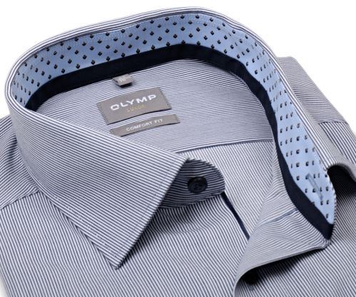 Koszula Olymp Comfort Fit – w wąskie ciemnoniebieskie paski, wewnętrzną stójką i mankietem - ekstra długi rękaw