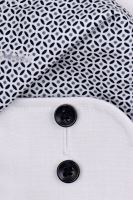 Koszula Casa Moda Comfort Fit – biała z czarno-siwą stójką wewnętrzną i mankietem