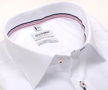 Koszula Olymp Level Five Natural Stretch – biała z ozdobnym kołnierzem wewnętrznym - ekstra długi rękaw