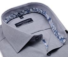Koszula Casa Moda Comfort Fit Premium – szaro-niebieska z stójką wewnętrzną i mankietami w kwiaty