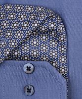 Koszula Eterna Modern Fit Twill - niebieska luksusowa z niebiesko-beżową stójką wewnętrzną - extra długi rękaw