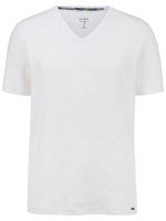 Biały lniany t-shirt Olymp Level Five z krótkim rękawem - dekolt V - korzystny zestaw 2 szt
