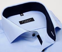 Koszula Eterna Comfort Fit Cover - jasnoniebieska luksusowa i nieprześwitująca z stójką - super długi rękaw