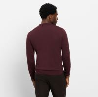 Sweter Olymp z wełny Merino - dekolt okrągły - bordowy (3)