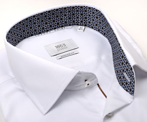 Koszula Eterna 1863 Modern Fit – ekskluzywna białą z wewnętrzną stójką i mankietem - super długi rękaw