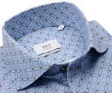 Koszula Eterna 1863 Modern Fit Two Ply NEVER IRON - luksusowa jasnoniebieska z okrągłym wzorem