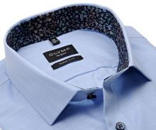 Koszula Olymp Super Slim – jasnoniebieska z strukturą i wewnętrzną stójką w kwiaty