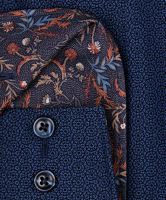Koszula Olymp Modern Fit – niebieska z delikatnym wzorem i wewnętrzną stójką - extra długi rękaw