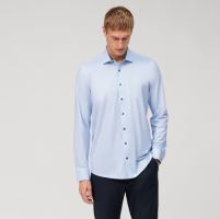 Koszula Olymp Level Five 24/Seven – luksusowa elastyczna jasnoniebieska z przeplatanym wzorem