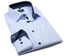 Koszula Olymp Comfort Fit – jasnoniebieska z delikatną strukturą, wewnętrzną stójką i mankietem