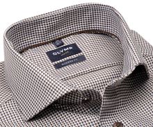 Koszula Olymp Modern Fit – luksusowa z wyszytym beżowo-granatowym 3D wzorem