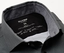 Koszula Olymp Level Five 24/Seven – luksusowa elastyczna antracytowa z przeplatanym wzorem i wewnętrzną stójką