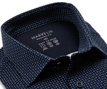 Koszula Marvelis Modern Fit Jersey – elastyczna granatowa w niebieskie pierścienie - extra długi rękaw