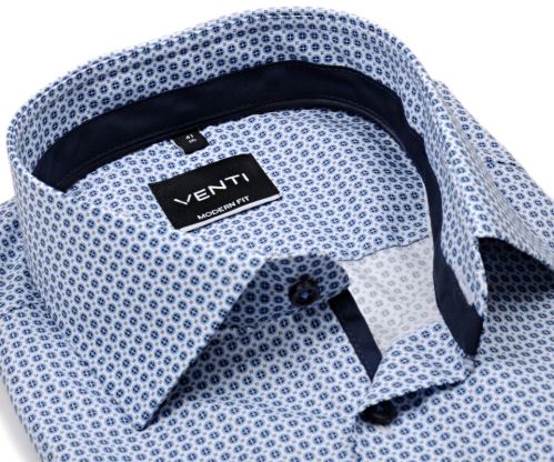 Koszula Venti Modern Fit – z niebieskimi kółkami, wewnętrzną stójką - super długi rękaw Koszula Venti Modern Fit – z niebieskimi kółkami, wewnętrzną stójką - super długi rękaw