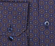 Koszula Eterna Comfort Fit - designerska niebiesko-brązowa z nadrukowanym wzorem