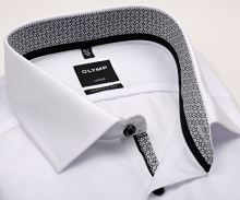 Koszula Olymp Luxor Modern Fit – biała z czarno-bialą wewnętrzną stójką - krótki rękaw