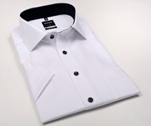 Koszula Olymp Modern Fit Natté – biała z delikatną strukturą i wewnętrzną stójką - krótki rękaw