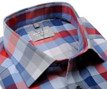 Koszula Marvelis Comfort Fit – w czerwono-niebiesko-szarą kratę – krótki rękaw