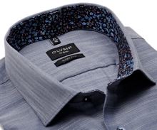 Koszula Olymp Super Slim – ciemnoniebieska z strukturą i wewnętrzną stójką i mankiet w kwiaty