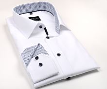 Koszula Venti Modern Fit – biała z niebieską wewnętrzną stójką i mankietami