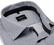 Koszula Venti Comfort Fit – z czarno-szarymi kółkami, antracytową wewnętrzną stójką - super długi rękaw