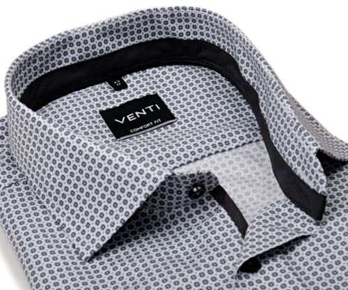 Koszula Venti Comfort Fit – z czarno-szarymi kółkami, antracytową wewnętrzną stójką i mankietem Koszula Venti Comfort Fit – z czarno-szarymi kółkami, antracytową wewnętrzną stójką i mankietem