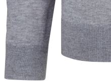 Sweter Olymp Level Five z wełny merino z domieszką jedwabiu - szary - dekolt w serek