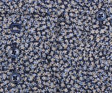 Koszula Olymp Modern Fit – granatowa w beżowo-niebieski kwiateczkowy wzór - extra długi rękaw