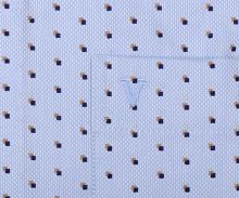 Koszula Marvelis Comfort Fit – jasnoniebieska z strukturą i niebiesko-beżowymi kwadracikami - krótki rękaw