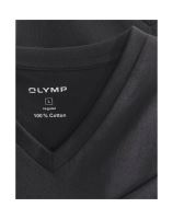 Czarny podkoszulek bawełniany Olymp z krótkim rękawem - dekolt typu V -  4 szt. w zestawie