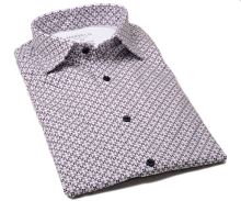 Koszula Marvelis Body Fit Jersey – elastyczna z ciemnym czerwono-niebieskim wzorem mozaikowym (1)