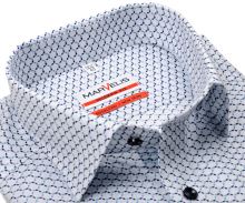 Koszula Marvelis Modern Fit - biała z niebiesko-zielonym okrągłym wzorem - extra długi rękaw