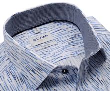 Koszula Olymp Level Five – designerska w niebieskie prążki, z wewnętrzną stójką i mankietem
