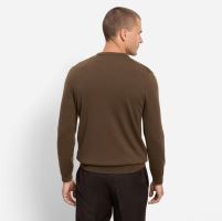 Sweter Olymp z wełny Merino - dekolt okrągły - ciemnobrązowy (2)